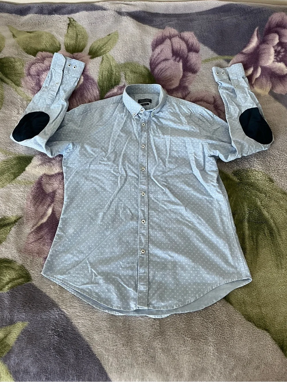 Zara Man Patch Elbow Button Down Shirt